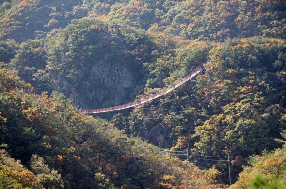 정상에서 바라본 출렁다리 